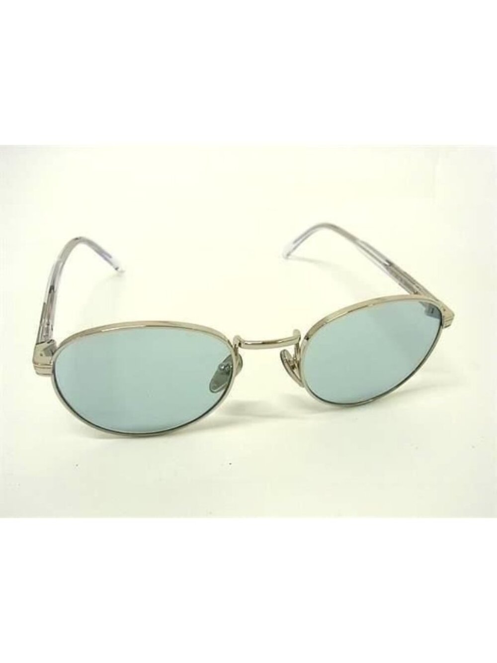Prada Sunglasses Boston Metal Silver Lens Clear Blue Acetate Eyewear